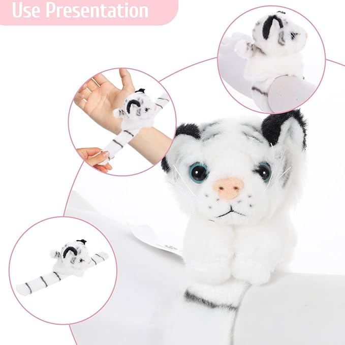 Gadpiparty Animals Slap Bracelet Plush Toys Tiger Slap Band Stuffed Animals Slap Toy Tiger Toy Figures for Kids Birthday Party Favors