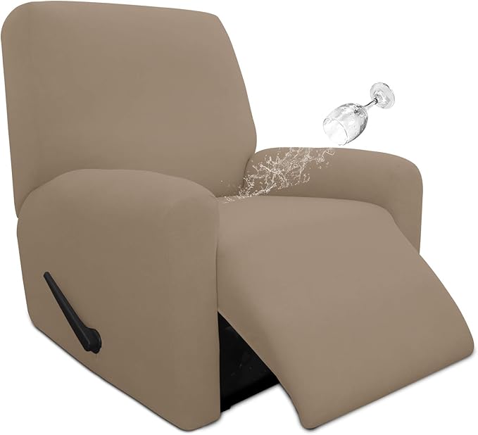 Easy-Going 100% Dual Waterproof Recliner Cover Stretch Soft Couch Cover for Dogs, Sofa Slipcover for Recliner Couch Leakproof Furniture Protector for Kids, Pets Camel