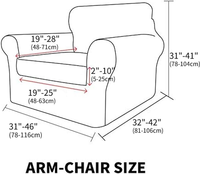 MAXIJIN 2 Piece Jacquard Chair Covers with Arms Super Stretch Non Slip Chair Slipcover for Living Room Dogs Pet Friendly Elastic Sofa Couch Protector Armchair Cover (Chair, Black)