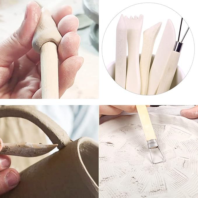 Clay Tools,19 PCS DIY Sculpting Set Ceramics Polymer Clay kit for Pottery Modeling, Carving,Smoothing & Measuring for Beginner