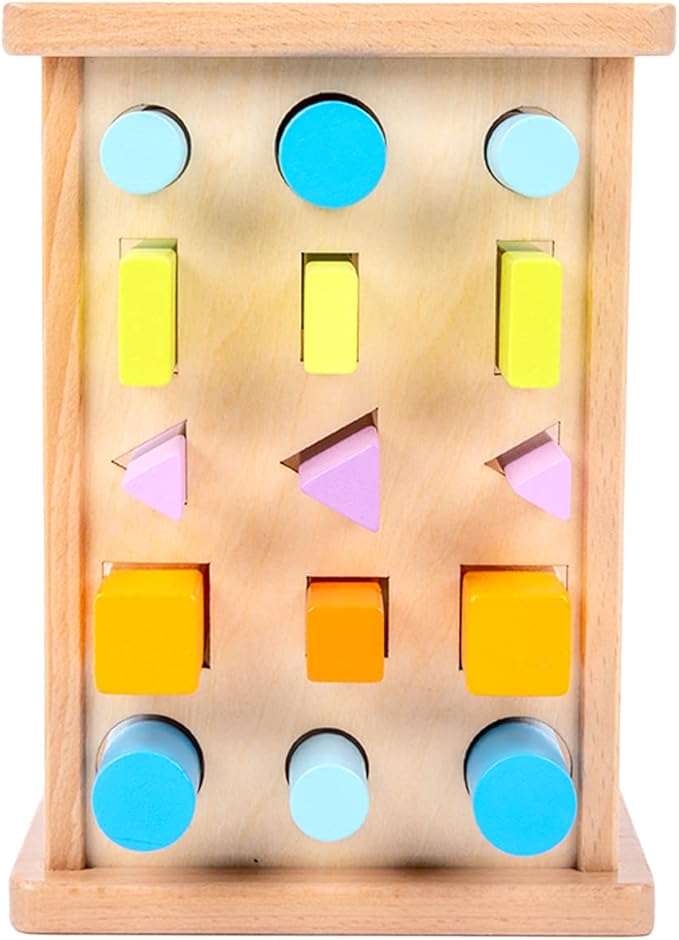 Montessori Toys for 1 2 3 Years Old Wooden 3D Shape Matching Toys,Wooden Posting Stand Montessori Color Sorting Sticks Game-Cognitive Shapes Colors,Educational Sensory Toy for Boys Girls Giftďź15 Pcsďź