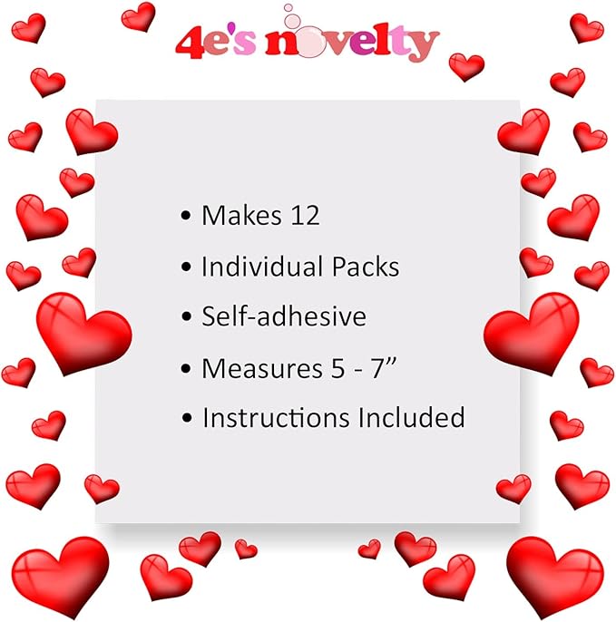 4E's Novelty Valentines Monster Craft Ornament (12 Pack) Foam Valentines Day Crafts for Kids Classroom DIY Card Activity Bulk - Individually Wrapped