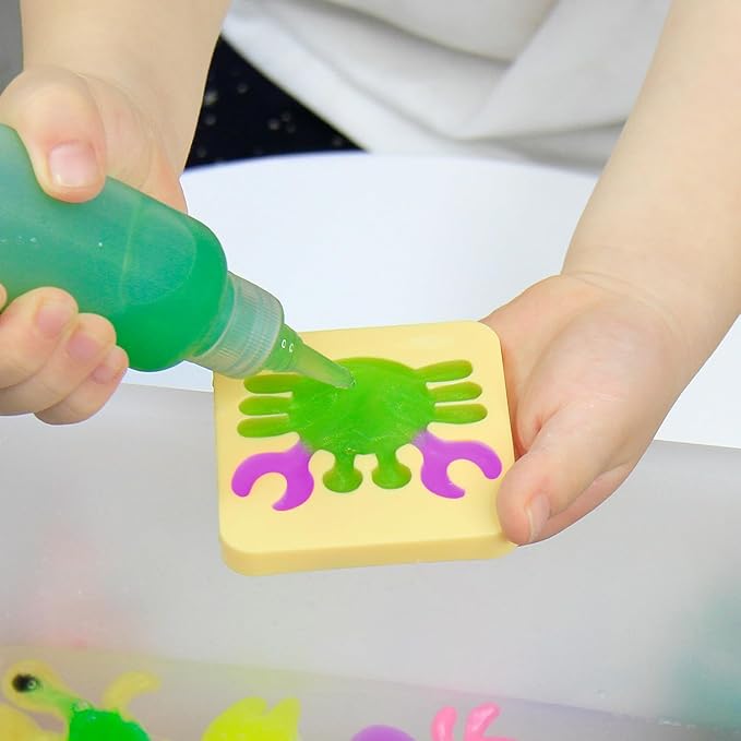 Hrsqu Magic Water Elf Toy Kit - Aqua Elf Water Gel Kit - 100ml Large Capacity Water Fairy Kits with 18 Marine Animals Molds - Christmas Gifts for Kids Birthday Gifts Party Favors (12 Colors)