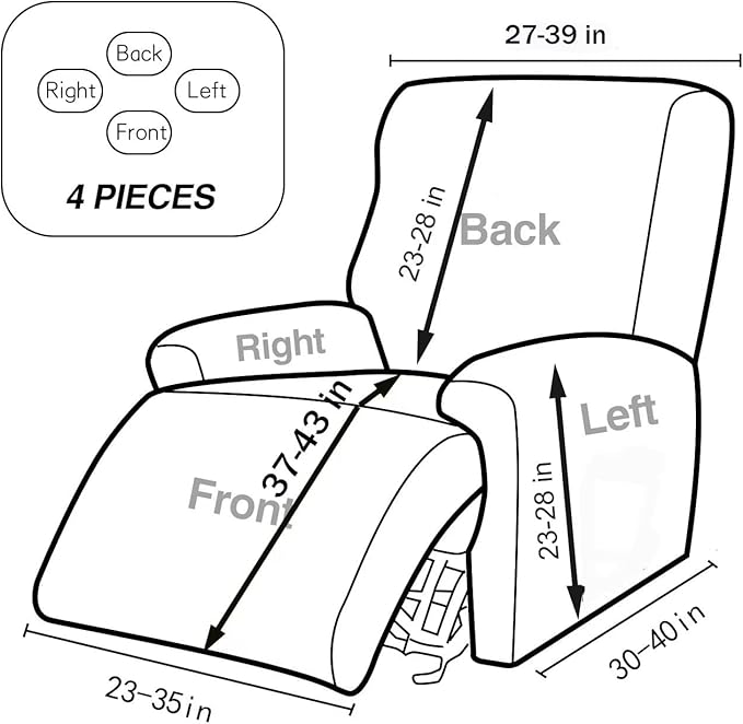 NILUOH Recliner Covers 4-Pieces Stretch Lazy Boy Recliner Chair Covers with Pocket Floral Pattern Reclining Slipcovers Soft Sofa Slipcover Furniture Protector for Pets Kids (Recliner, Pattern 31)