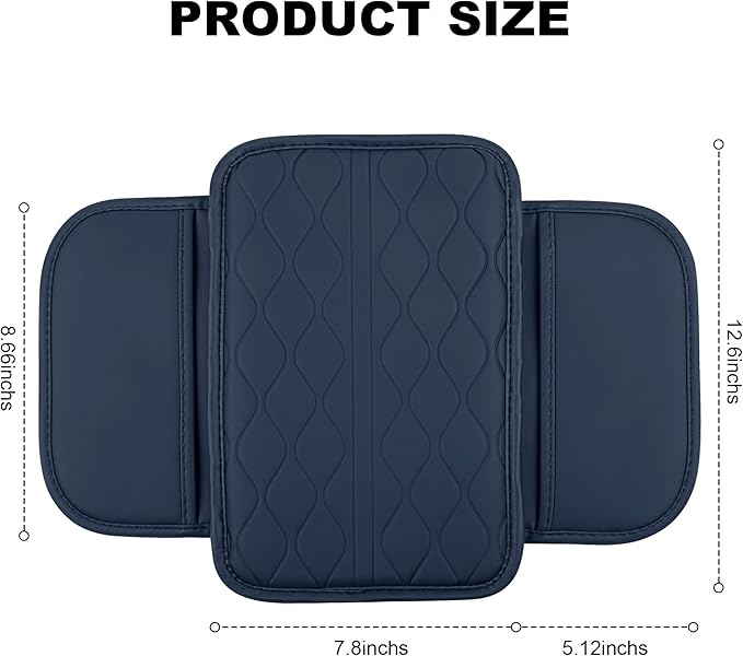 frani Car Center Console Cover,Leather Car Armrest Cover with 2 Storage Bags,Universal Car Arm Rest Cover,Car Interior Accessories Protector for Most Vehicle Blue