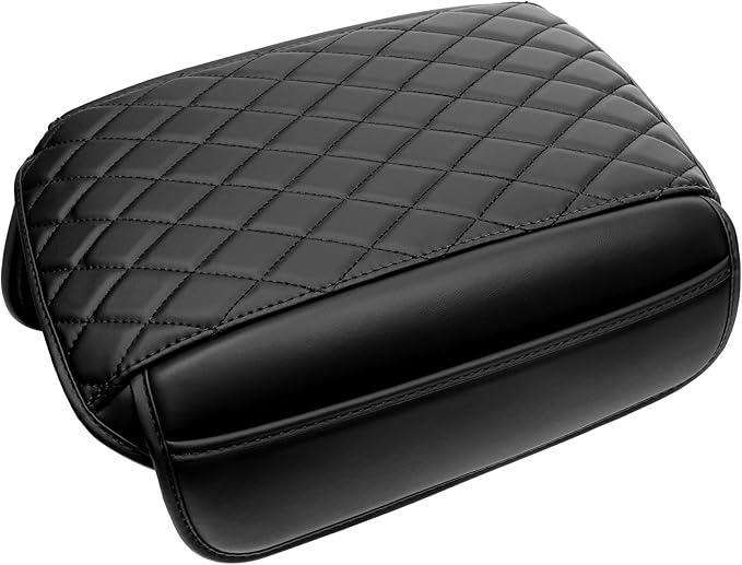 DWKJMYCP Center Console Armrest Cover Compatible with 2018-2025 2026 Jeep Wrangler JL JLU 2020-2025 2026 Jeep Gladiator JT Accessories Black Leather Arm Rest Lid Protector with Storage Pockets