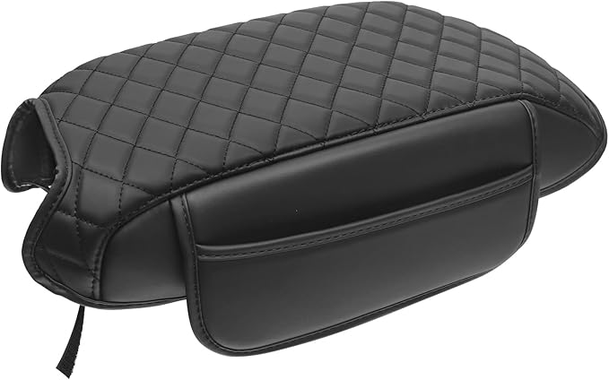 DWKJMYCP Center Console Armrest Cover Compatible with 2011-2017 Jeep Wrangler JK Accessories Black Leather Arm Rest Lid Protector with Storage Pockets