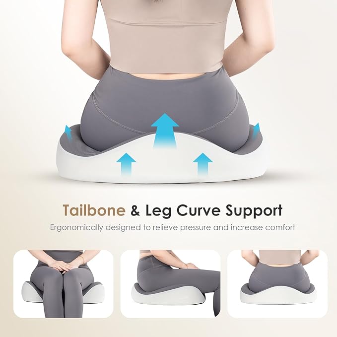 FLORICH Car Seat Cushion & Lumbar Support Pillow & Car Neck Pillow Ergonomic and 100% Memory Foam, Upgraded Larger and Breathable Car Seat Cushion & Back Support Pillow - Gray