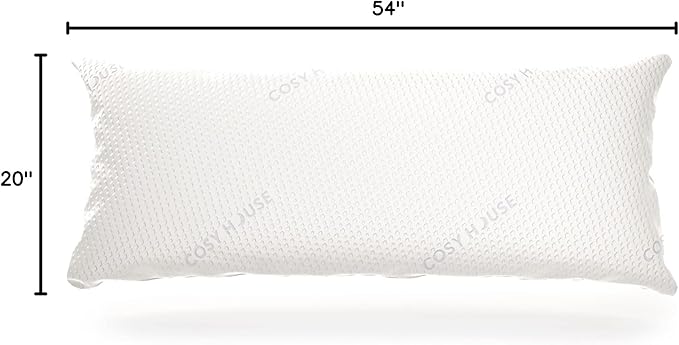Cosy House Collection Luxury Rayon Derived from Bamboo Body Pillow for Side & Back Sleepers -Supportive, Soft, Fluffy, & Quality Long Pillow - Measures 54” x 20”