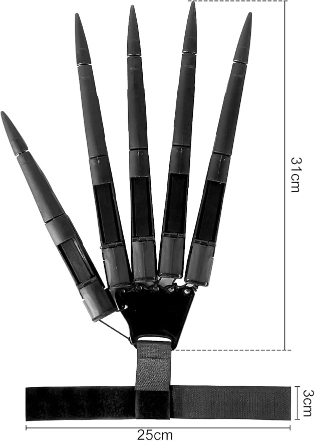 Halloween Articulated Fingers,Articulated Finger Extensions with Flexible Joints,Claw Gloves for Party Dress Cosplay Costume Props Black