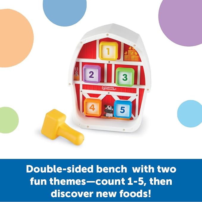 Learning Resources Barnyard Pounding Bench, Farm Animals for Kids, Fine Motor Skills, Kids Easter Gifts , Ages 18 Months+, 3 Pieces