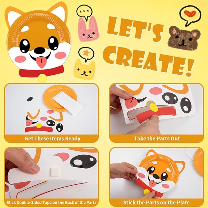 16 Pack Arts and Crafts for Kids, Toddler Crafts Animal Paper Plate Art Kit Gift for 3 4 5 6 Year Old Boys Girls DIY Kids Crafts for Birthday Party Favor Preschool Classroom Party Games
