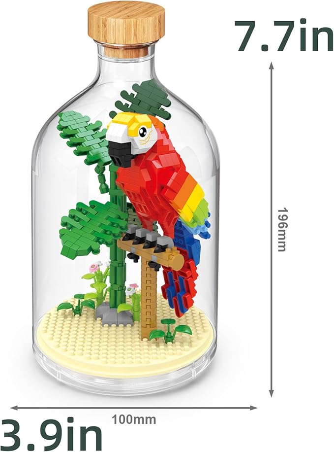 Thcbme Bird Animals Building Block Toy Set, Parrot, Swallow, Eagle, Creative Set to Build and Display, Compatible with Lego 6254100 Building Accessory, Great Gift for Kids with Ages 6+(Parrot 483pcs)