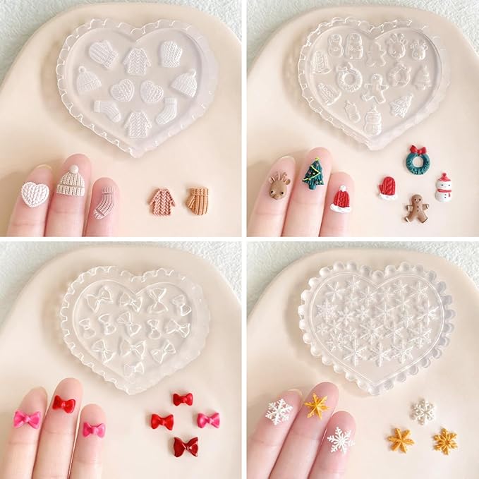 KEOKER Christmas and Fall Polymer Clay Molds, Polymer Clay Silicone Molds, Polymer Clay Mini Molds, 8pcs Earring Molds for Polymer Clay, Polymer Clay Molds for Jewelry(Substitute Micro Clay Cutters)