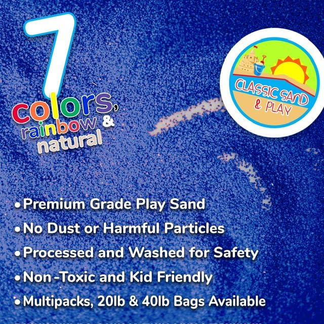 Classic Sand and Play Blue Colored Play Sand, 20 lb. Bag, Natural and Non-Toxic, Fun Wet and Dry Indoor and Outdoor, Sandbox, Therapy, and Table Use, Building, Stimulate Sensory Needs