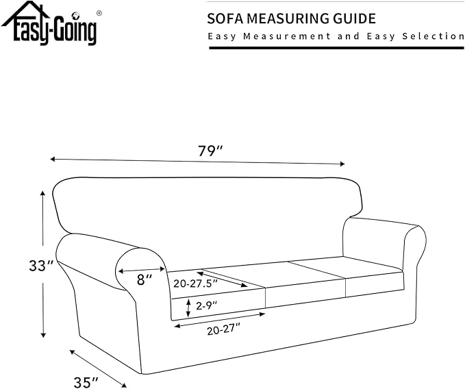 Easy-Going 100% Dual Waterproof Stretch Soft Couch Cover for Dogs, Sofa Slipcover for 3 Separate Cushion Couch Leakproof Furniture Protector for Kids, Pets Gray