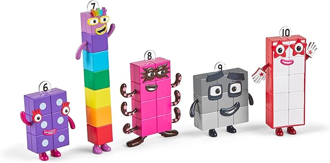 hand2mind Numberblocks Friends Six to Ten Figures, Cartoon Action Figure Set, Toy Figures, Play Figure Playsets, Small Figurines for Kids, Number Toys, Math Toys, Stocking Stuffers for Kids 3-5