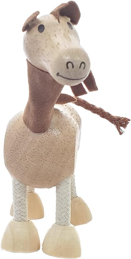 TEKOR Wooden Bendable Farm Animal Toys (Set of 4) | Ages 3 & Up | Early Education Toy Animals for Kids | Fun Montessori Toys | Smooth Natural Wood | Endless Play for Girls & Boys | Non-Toxic Paint |