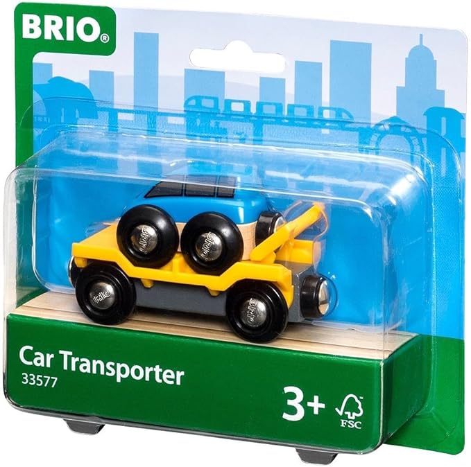 BRIO World 33577 - Car Transporter - 2 Piece Wooden Toy Train Set | Child's Imagination Igniter | FSC Certified | Ideal for Kids Ages 3+