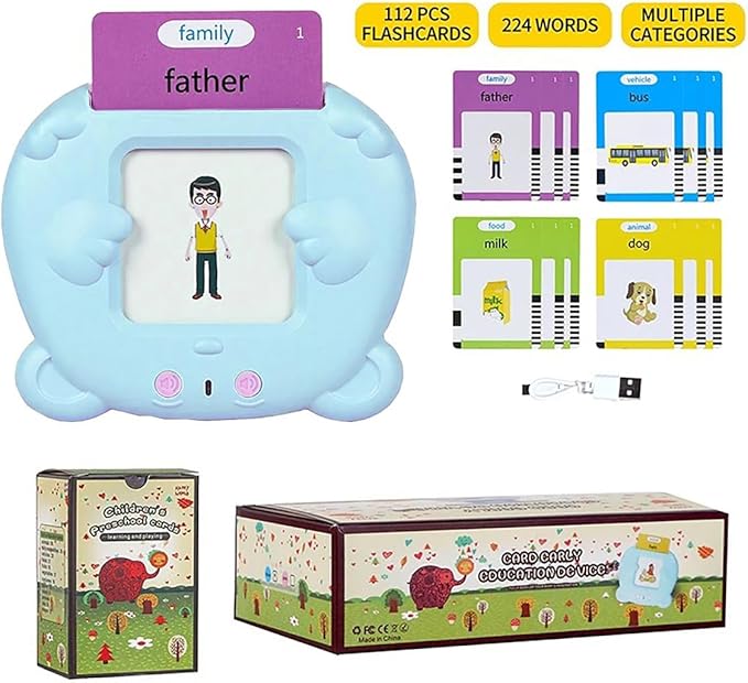 RT&BS Talking Flash Cards for Toddlers, Montessori Toys Flash Cards, Speech Therapy Toys, Gift for Kids Children, 224 Sight Words Blue