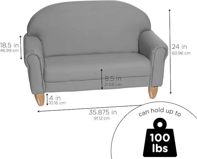 Children's Factory As We Grow Sofa, Gray, CF805-314, Playroom Couch, Daycare Furniture, Kids Seating for Classroom, Flexible Seating for Elementary