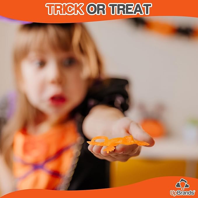 UpBrands 24 Pack ORANGE Super Stretchy Lizard Toys - Tangy Party Favors, Rubber Lizards for Kids, Small Classroom Prizes, Reptile & Newt Toy, Stress-Relief & Orange Celebrations