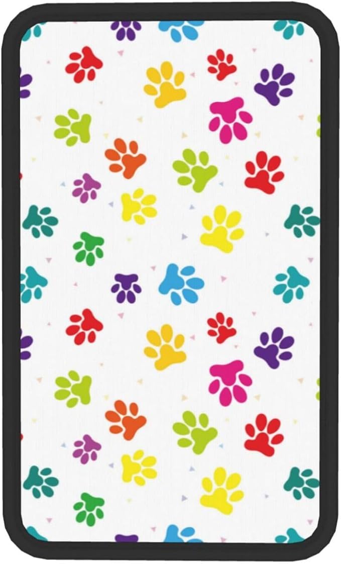 DORKEIXIA Colorful Dog Paw Prints Auto Center Console Armrest Pad Universal Car Center Console Cover Seat Box Cover for Sedan, Van, SUV, Truck Car Accessorie