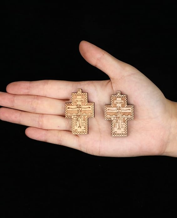 COTTVOTT Wooden Christian Jesus Cross/Orthodox Crucifix Charms Pendants for Rosary Necklace, DIY Jewelry Making Accessories Parts
