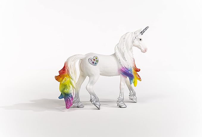 Schleich bayala, Unicorn Toys for Girls and Boys, Rainbow Love Unicorn Stallion with Glitter and Rhinestone Details, Ages 5+, Multicolor, 4.5 inch