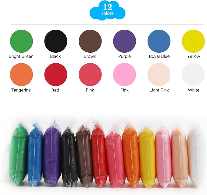 Modeling Clay Kit - 12 Colors Air Dry Ultra Light Clay, Magic Clay, DIY Molding Clay for Kids, DIY Clay Kit with Sculpting Tools, Decoration Accessories, Kids Art Crafts