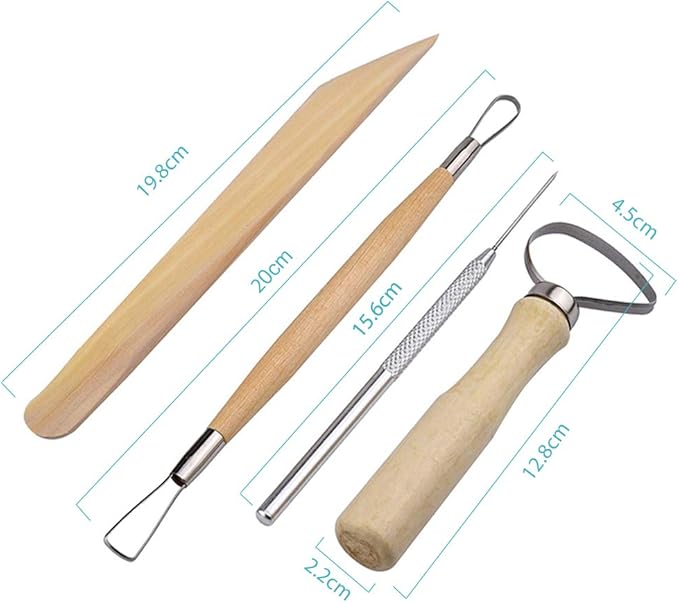 EuTengHao 19Pcs Pottery Tools Clay Sculpting Carving Tool Set Contains Most Essential Wooden Clay Tools for Potters