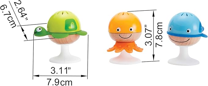 Hape Put-Stay Rattle Set | Three Sea Animal Suction Rattle Toys, Baby Educational Toy Set