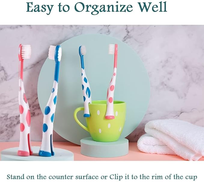 32 Packs Kids Toothbrush Set, Lovely Little Deer Soft Toothbrush for Kids 2-8 Years (Pink&Orange&Blue&Green)