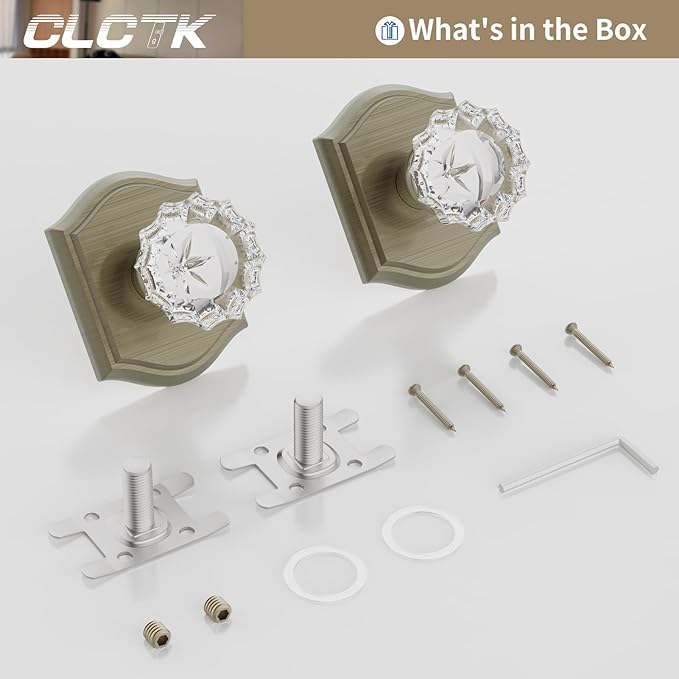 CLCTK Dummy Glass Crystal Door Knobs, Vintage Antique Bronze/Brass Single Side Dummy Door Handles for Bifold Hall Closet, 4 Pack