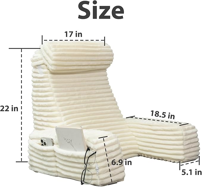 ENITYA Back Pillow for Bed Sitting up, Reading Pillow for Sitting in Bed Adult, Back Support Chair Pillow for Sitting up Reading/Resting/Post Surgery/Watching TV/Gaming,Ivory