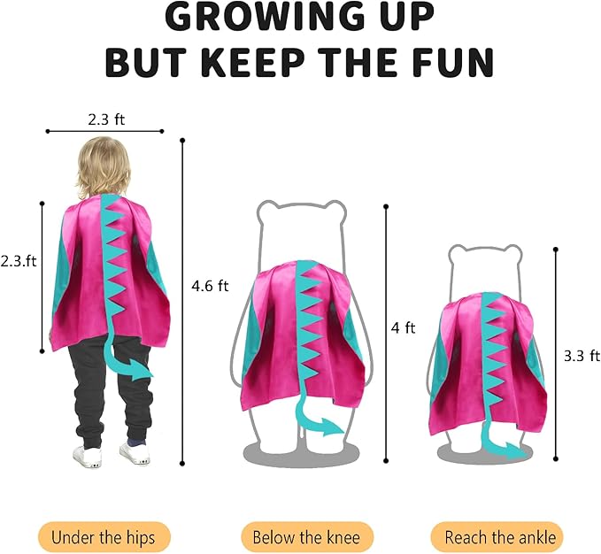 iROLEWIN Dinosaur-Costume for Kids Dragon Cape Mask as Boys Girls Dino Dress-Up Clothes for Play Toys Birthday Party Gifts