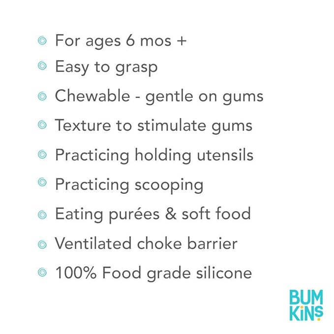 Bumkins Disney Baby Utensils Set, Chewtensils Silicone Spoons for Dipping, Self-Feeding, Baby Led Weaning, Trainer Learning, First Stage Eating, Soft Fork and Spoon, Babies 6 Months, Minnie Mouse