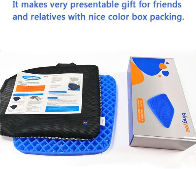 Gel Seat Cushion 1.8 Inch Thick Seating Pad Orthopedic Chair Cushions for Pressure Relief Gel Pads for Office Chair, Car, Home, Wheelchair, Kayak Cushion, Stadium Cushion