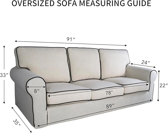 PureFit 100% Dual Waterproof Couch Cover Slipcovers for Couches and Sofas - Stretch Non Slip Fleece Sofa Covers Washable, Leakproof Furniture Protector for Kids, Pets, Dog (Oversized Sofa, Navy)