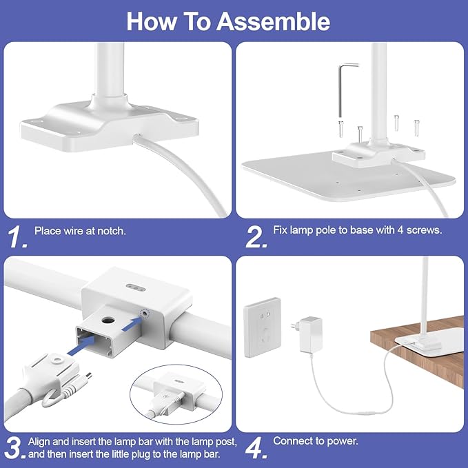 EppieBasic Led Desk Lamp,24W 31.5IN Architect Double Head Desk Lamps for Home Office,Dimmable & 6 Color Modes Extra Bright Modern Table lamp with Base,Overhead Computer Lighting for Workbench Monitor