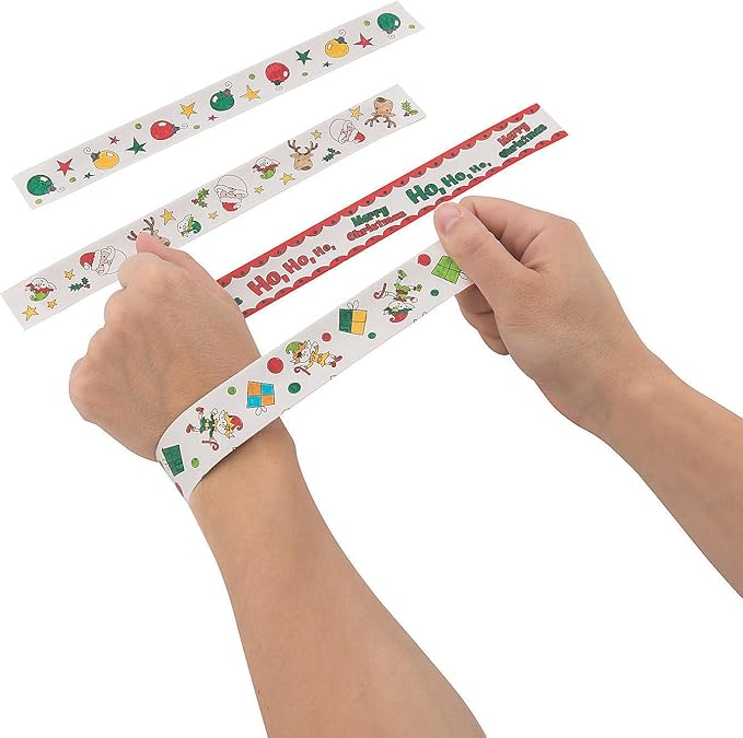 Color Your Own Christmas Slap Bracelets (48Pc) - Crafts for Kids and Fun Home Activities