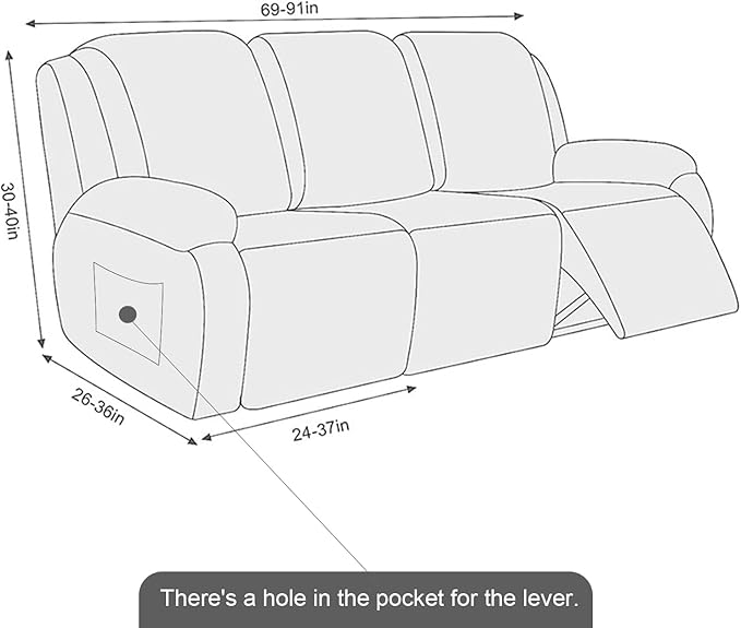 NORTHERN BROTHERS Stretchy Recliner Sofa Covers 3 Seater, Couch Cover Recliner Sofa 3 Cushions, Sofa Recliner Covers, Dark Blue