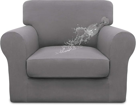Easy-Going 100% Dual Waterproof Chair Cover Stretch Soft Couch Cover for Dogs, Sofa Slipcover for 1 Separate Cushion Couch Leakproof Furniture Protector for Kids, Pets Light Gray