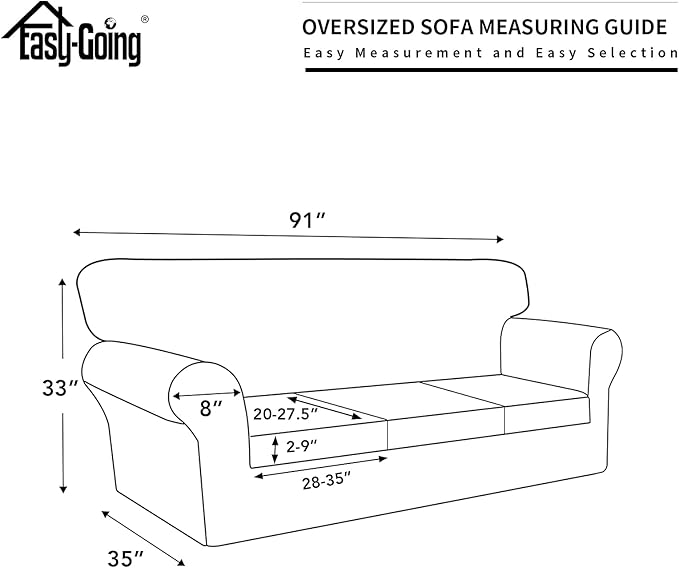 Easy-Going 100% Dual Waterproof Oversized Cover Stretch Soft Couch Cover for Dogs, Sofa Slipcover for 3 Separate Cushion Couch Leakproof Furniture Protector for Kids, Pets Black