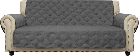 CHHKON Sofa Cover 100% Waterproof Non-Slip Quilted Furniture Protector Sofa Slipcover for Children, Pets for Leather Couch (Dark Grey, 68")