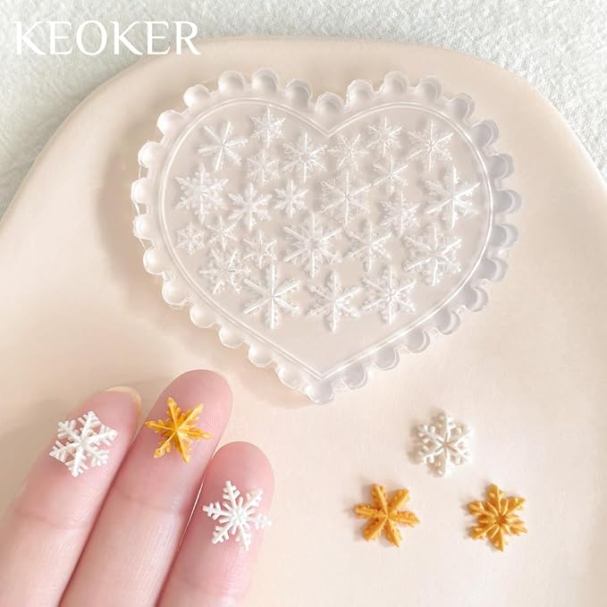 KEOKER Christmas Polymer Clay Molds, Winter Polymer Clay Silicone Molds, Polymer Clay Mini Molds, 4pcs Earring Molds for Polymer Clay, Polymer Clay Molds for Jewelry(Substitute Micro Clay Cutters)