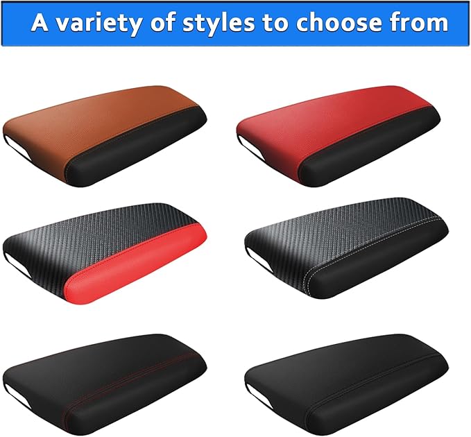 XYHGM Car Center Console Armrest Cover for Kia Optima 2011 2012 2013 2014 2015 Leather Anti-Scratch Central Arm Rest Box Lid Seat Cover Protector Cushion Saver Interior Accessories(Carbon Fibre+Red)