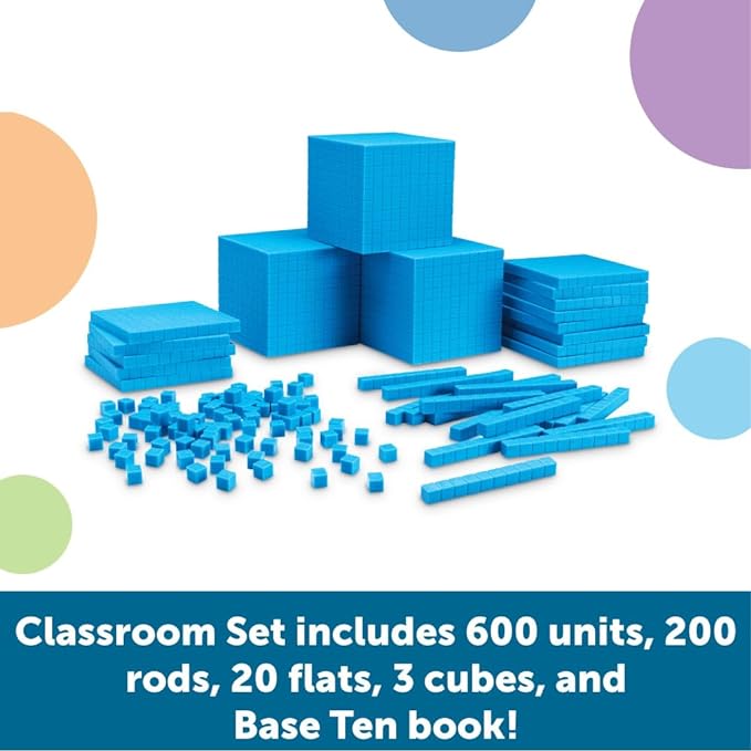 Learning Resources Plastic Base Ten Class Set & View-Thru Geometric Solids - Geometric Shapes, Back to School Supplies Must Haves, Math Teacher Supplies