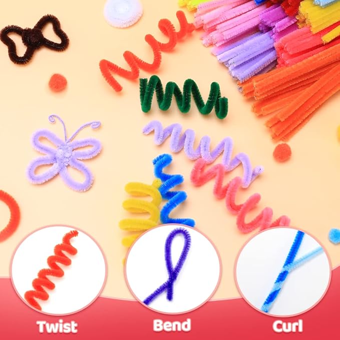 Praisebank Pipe Cleaners for Crafts (1000pcs 25 Multi-Colored), 12 inch Long Pipe Cleaners.