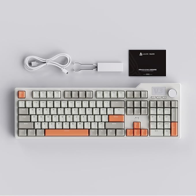 NACODEX AK35I V3 104-Key Full Size Wired Gasket Mount Gaming Keyboard with Multimedia Buttons & Knob Control | Five Layer Pad | OEM Profile PBT Keycaps | White Backlit Custom Keyboard